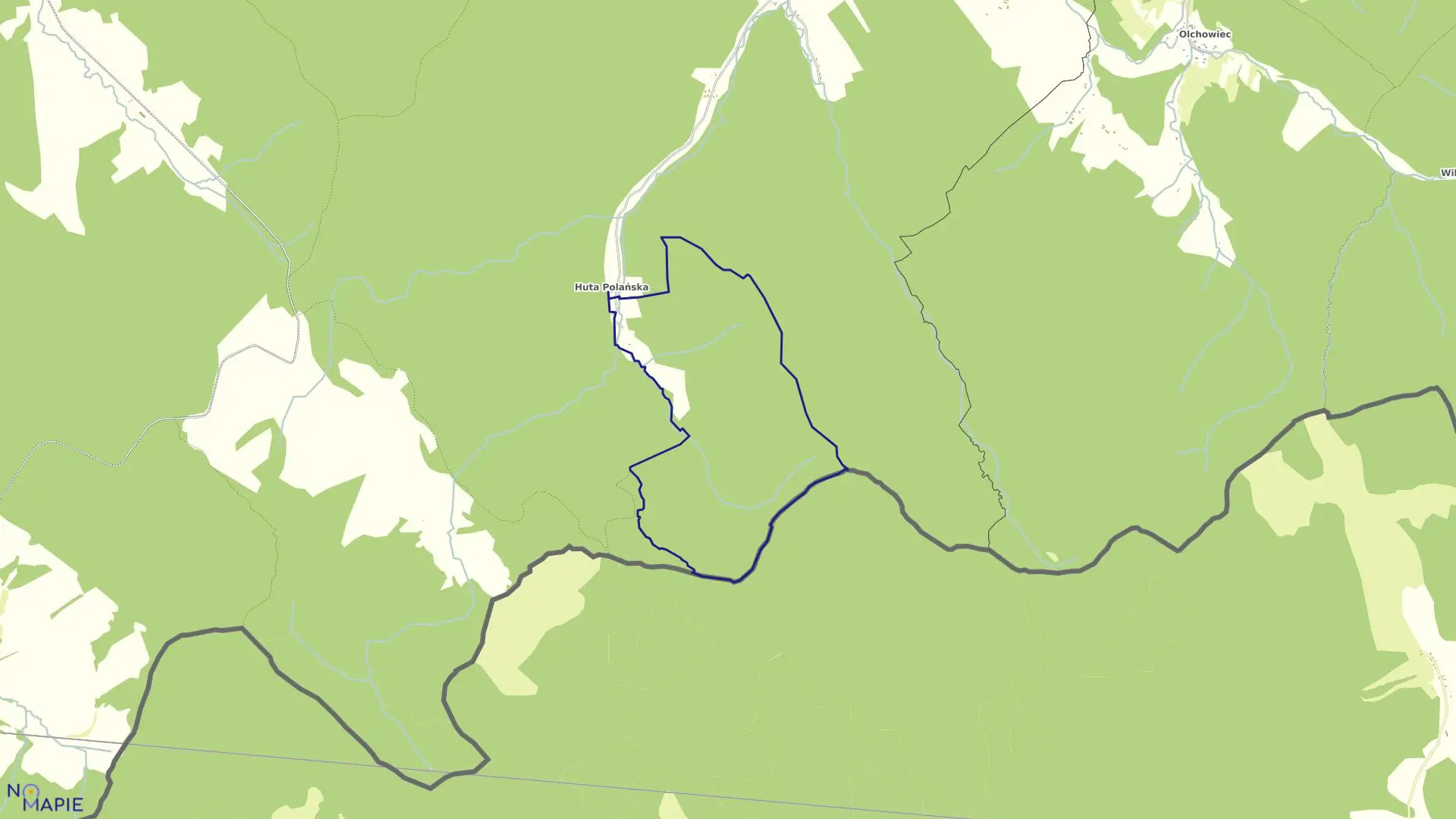Mapa obrębu Huta Polańska w gminie Krempna