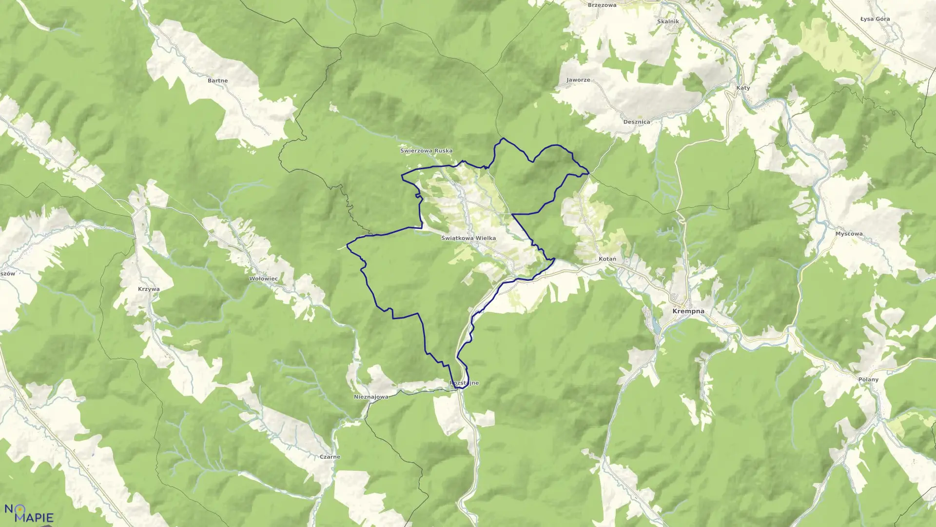 Mapa obrębu Świątkowa Wielka w gminie Krempna